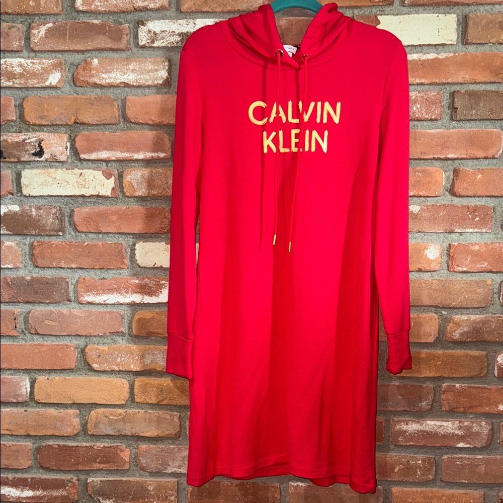 Calvin Klein Vibrant Red Hoodie Dress